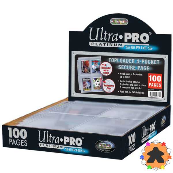 UP - 4-Pocket Secure Platinum Page for Toploaders Display (100 Pages)