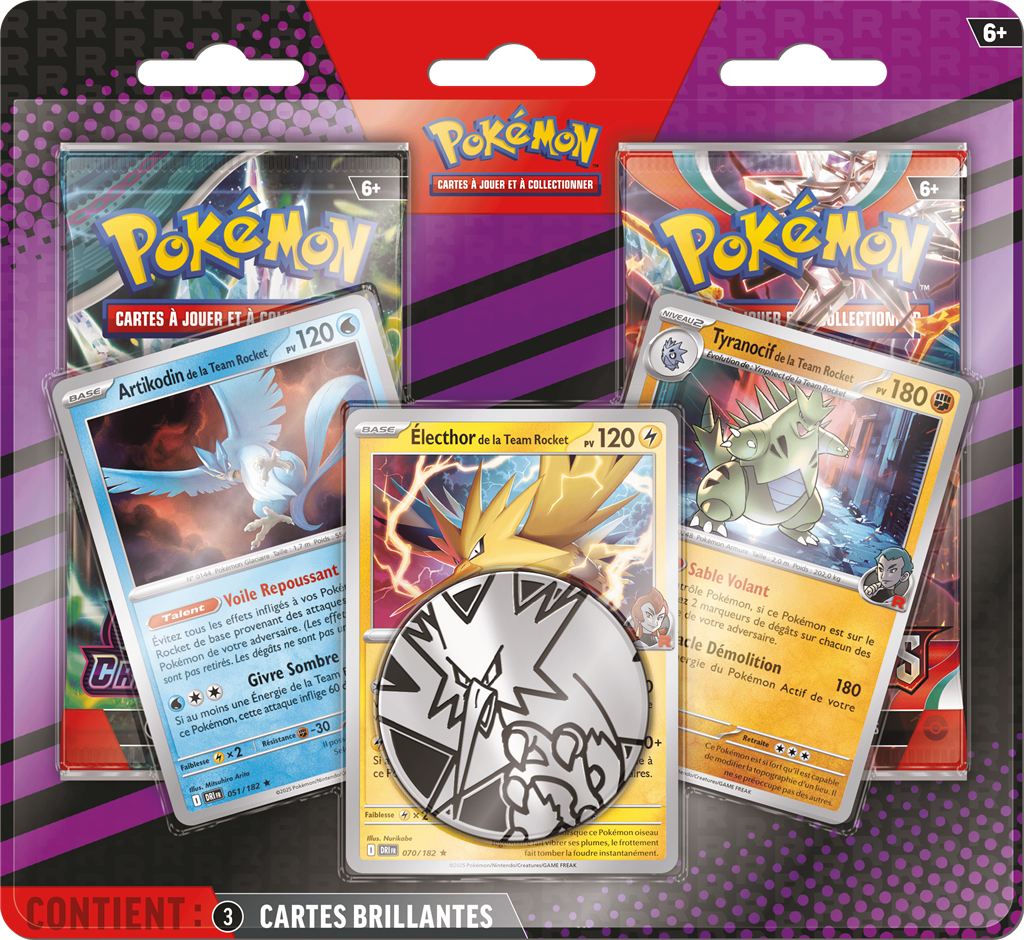 Pokémon - Pack 2 Boosters + 3 Cartes Promo : Electhor, Artikodin et Tyranocif
