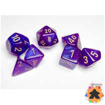 CHESSEX - Set de 7 dés - BOREALIS Royal Purple/gold Luminary - CHX27587