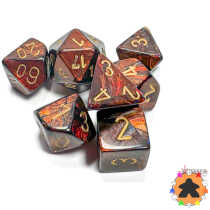 CHESSEX - Set de 7 dés - SCARAB - Blue Blood / Or (CHX27419)