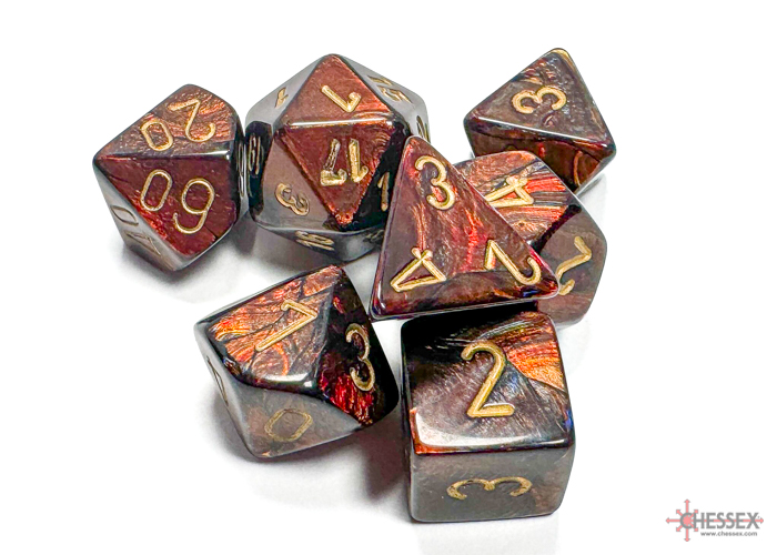 CHESSEX - Set de 7 dés - SCARAB - Blue Blood / Or (CHX27419)