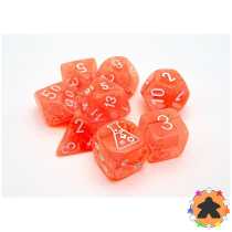 CHESSEX - Set de 8 dés - TRANSPARENT Orange Fluo / Blanc (CHX30060)