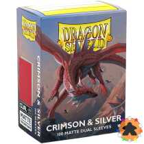 Dragon Shield - Dual Matte - Crimson & Silver (100 Sleeves Standard)