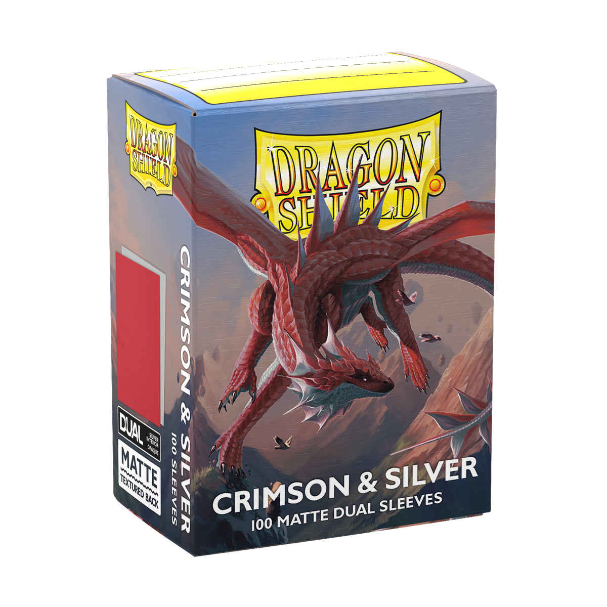Dragon Shield - Dual Matte - Crimson & Silver (100 Sleeves Standard)