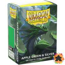 Dragon Shield - Dual Matte - Apple Green & Silver (100 Sleeves Standard)