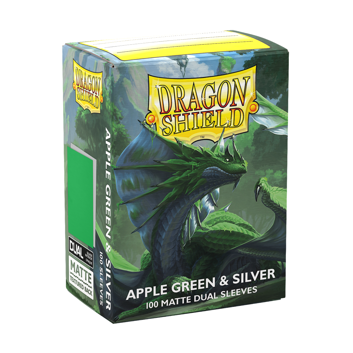 Dragon Shield - Dual Matte - Apple Green & Silver (100 Sleeves Standard)