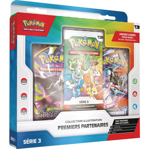 Pokémon - Coffret Illustration - Premiers partenaires - Série 3 (3 boosters + 1 booster promo - FR)