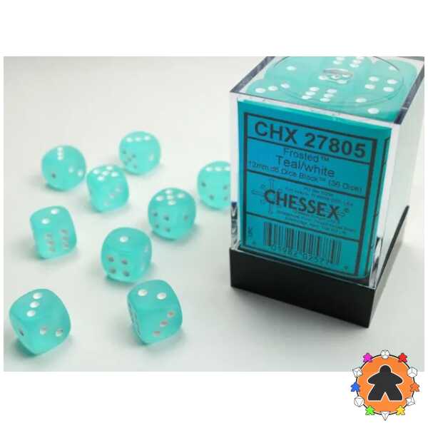 CHESSEX - Set de 36 dés 6 - FROSTED - Teal / White - CHX27805