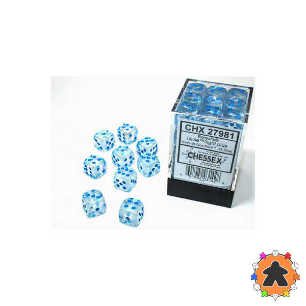 CHESSEX - Set de 36 dés 6 - LUMINARY - Sky/Silver - CHX27981