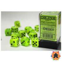 CHESSEX - Set de 36 dès 6 - VORTEX - Bright Green/Black - CHX27630