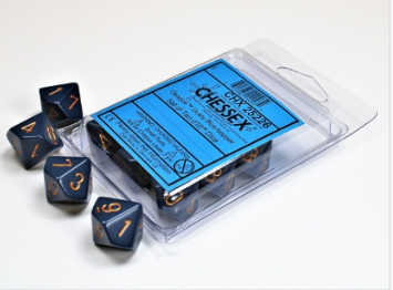 CHESSEX - Set de 10 dés 10 - OPAQUE - Blue/copper - CHX25226