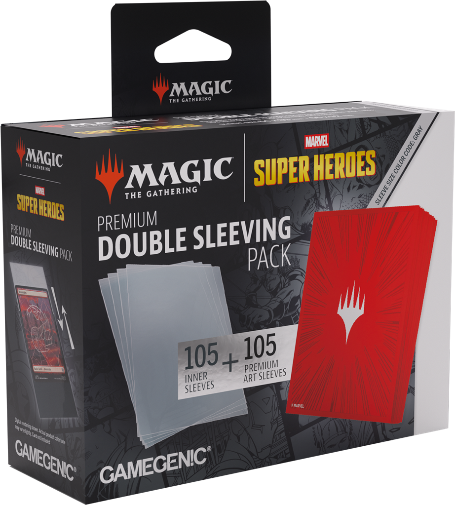 Gamegenic - MTG Marvel Super Heroes - Premium Double Sleeving Pack 100 - Comic Burst Red
