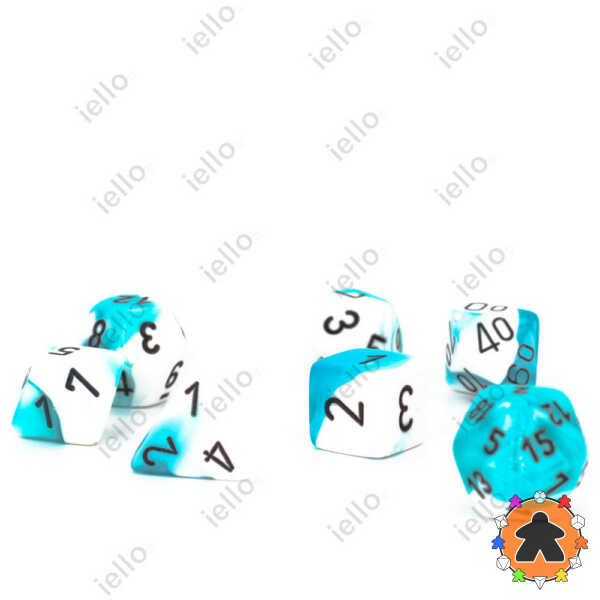 CHESSEX - Set de 7 dés - GEMINI - Turquoise-Blanc/Noir - CHX26444