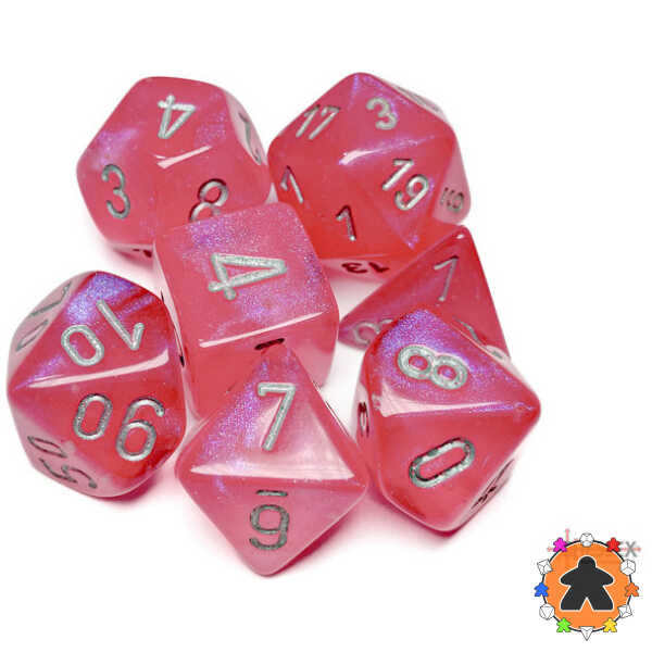 CHESSEX - Set de 7 dés - LUMINARY - Rose / Argent - CHX27584
