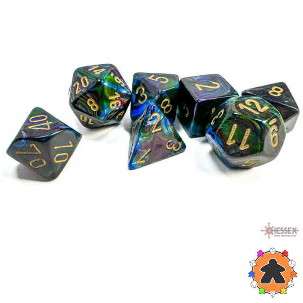 CHESSEX - Set de 7 dés - LUSTROUS - Ombre/Or - CHX27499