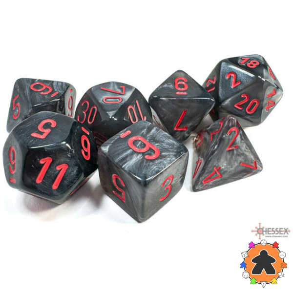 CHESSEX - Set de 7 dés - VELOURS - Noir/Rouge - CHX27478