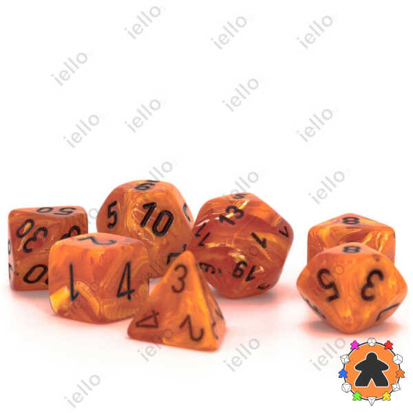 CHESSEX - Set de 7 dés - VORTEX - Orange/Noir - CHX27433