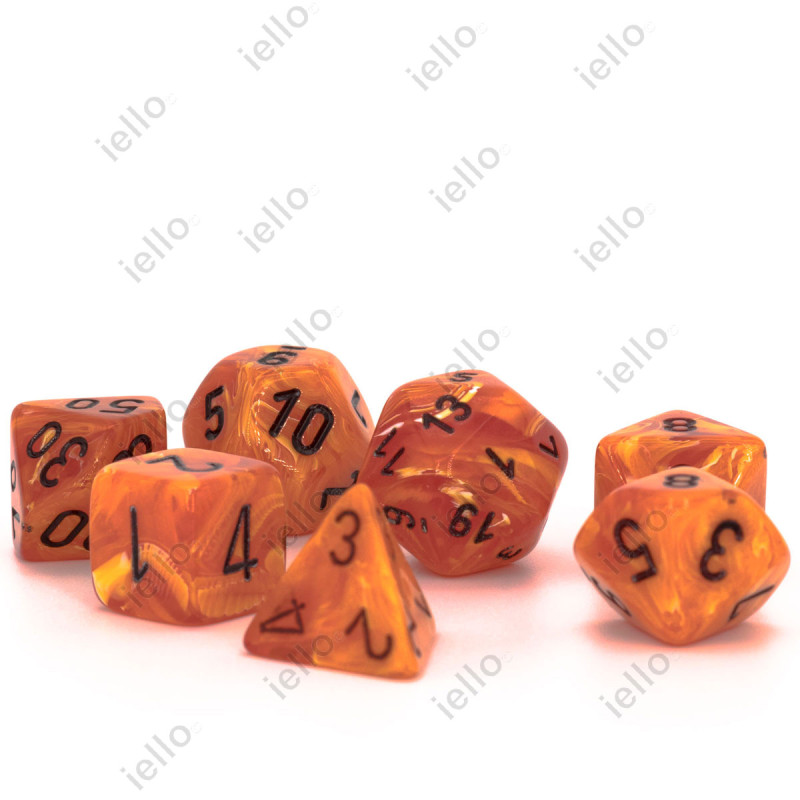 CHESSEX - Set de 7 dés - VORTEX - Orange/Noir - CHX27433