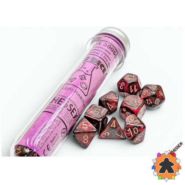 CHESSEX - Set de 8 dés - LUSTROUS - Gothic/Cuivre - CHX30080