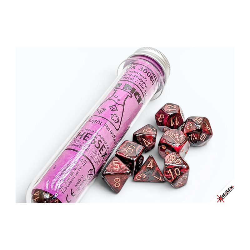 CHESSEX - Set de 8 dés - LUSTROUS - Gothic/Cuivre - CHX30080