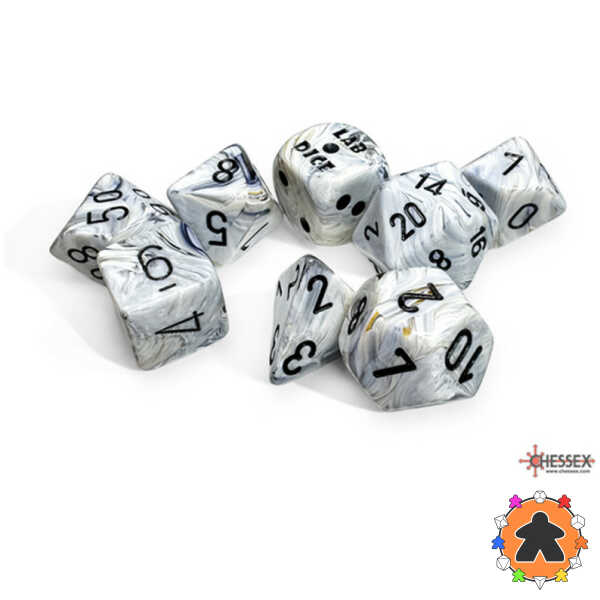 CHESSEX - Set de 8 dés - MARBRE - Calcite/Bleu - CHX30067