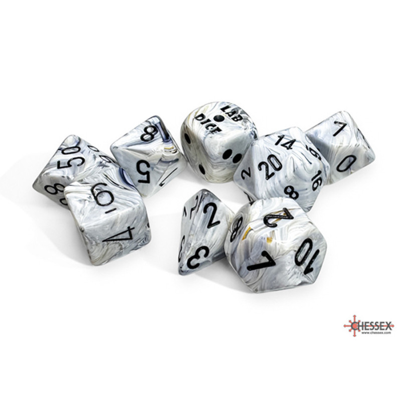 CHESSEX - Set de 8 dés - MARBRE - Calcite/Bleu - CHX30067