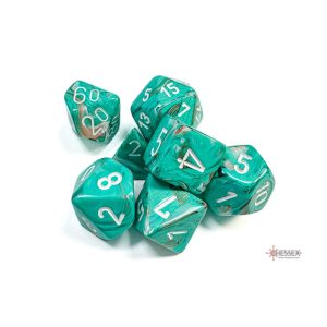 chessex-set-de-7-des-marble-oxi-copper-blanc-new-