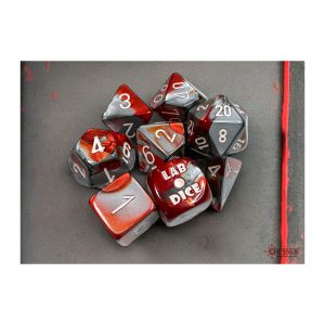 chessex-set-de-8-des-gemini-rouge-acier-blanc-new
